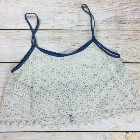 PAPER CRANE Anthropologie lace crop top S boho - Picture 6 of 6
